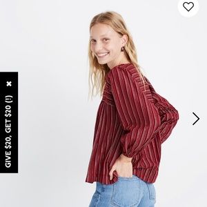 Madewell Swingy Peasant Top in Metallic Stripe XS